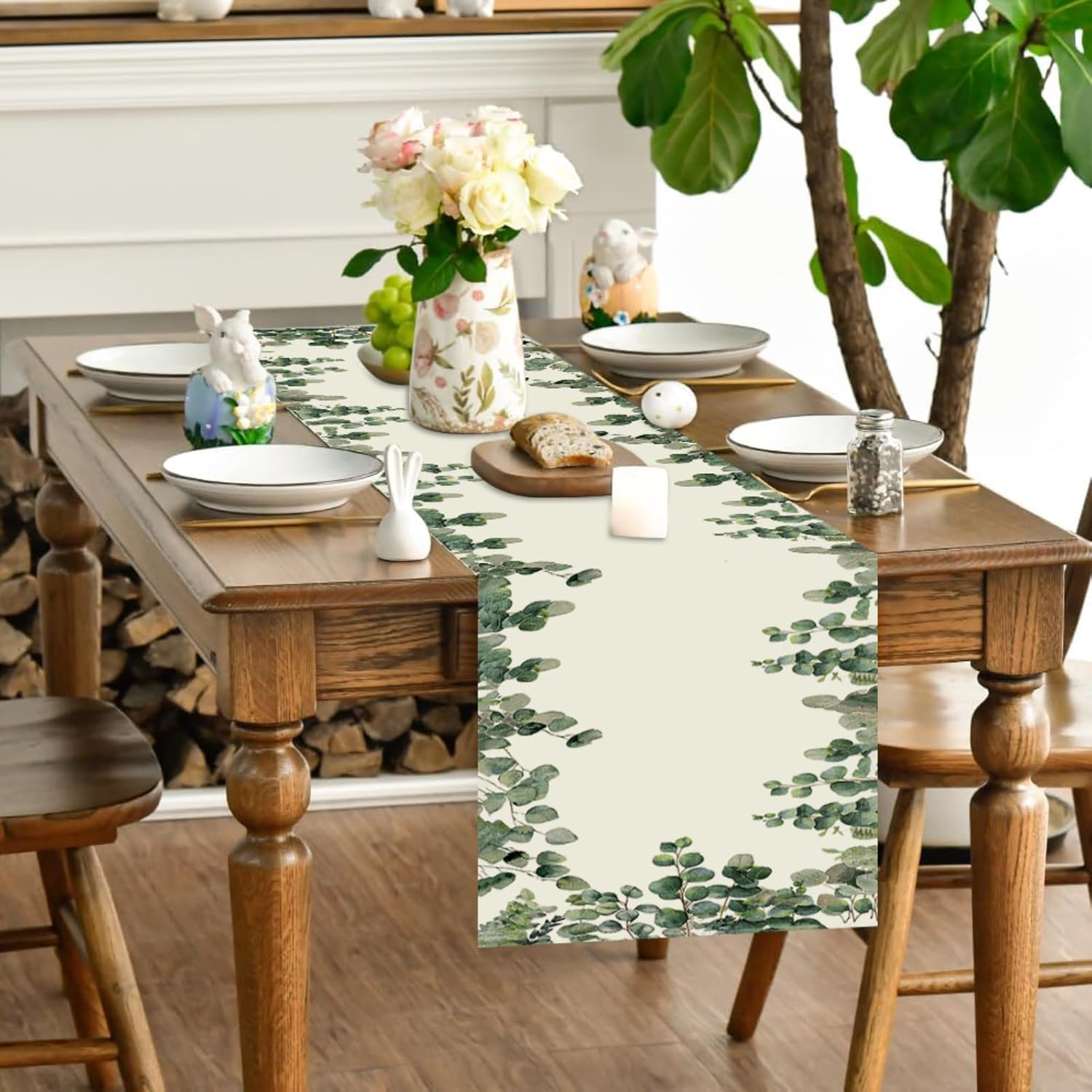 Eucalyptus Leaves Table Runner - Indoor Plants ulasan dan harga